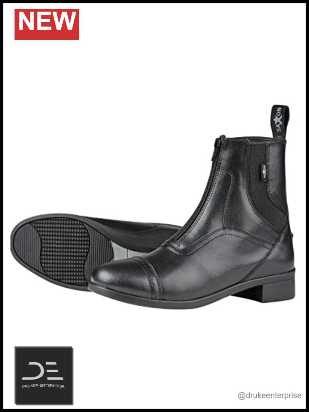 Saxon Syntovia Zip Paddock Boots - Women's PU Leather Ankle Riding Boots